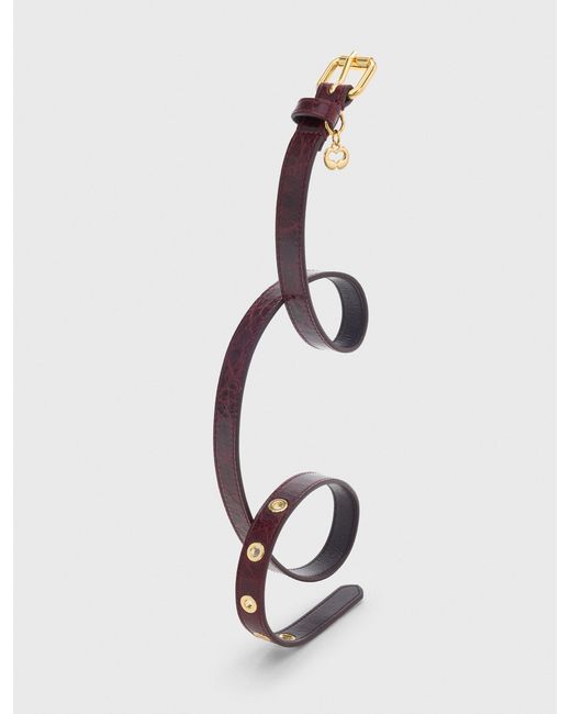 Maje Red Slim Leather Belt With Eyelets