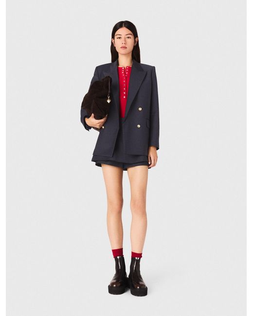 Maje Red Suit Jacket With Buttons