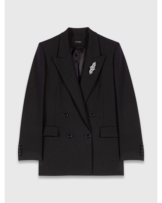 Maje Black Double-Breasted Jacket