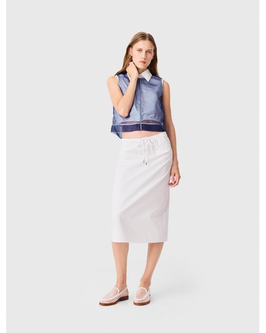 Maje Blue Cotton And Removable Organza Skirt