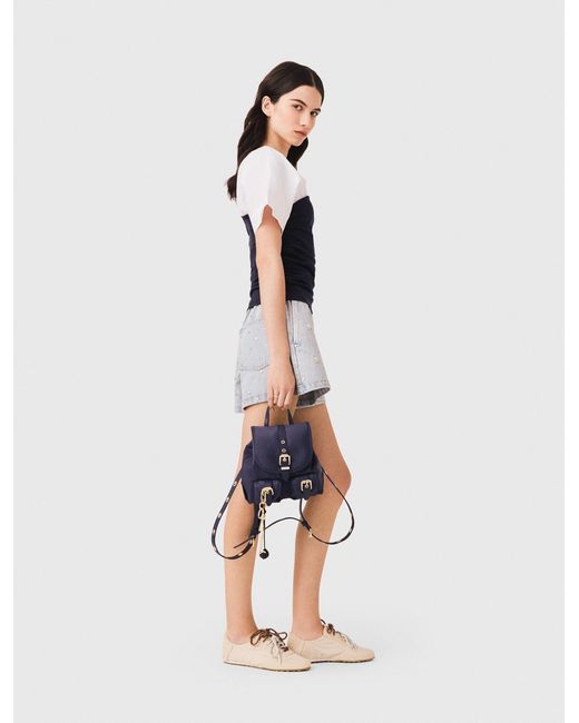 Maje Blue Pleated Jersey Top