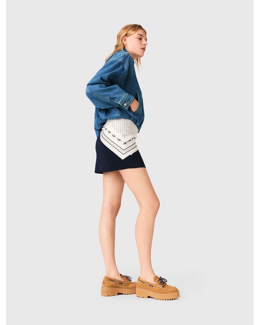 Maje Blue Denim Bomber Jacket