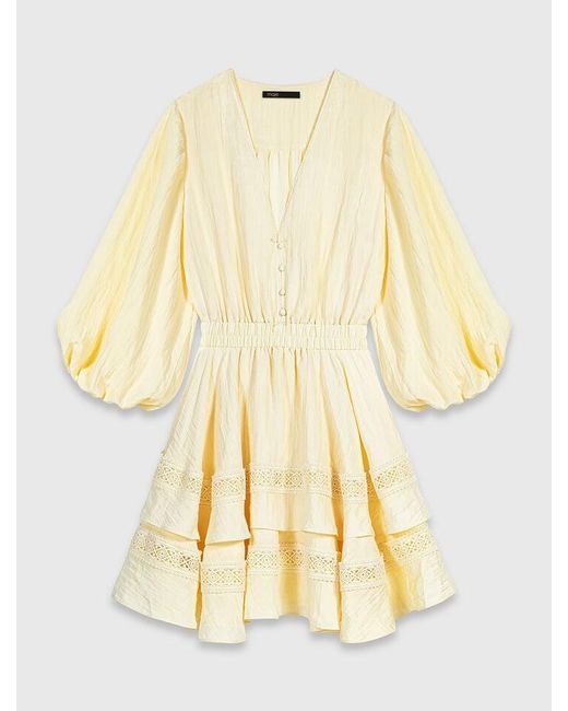 Maje Natural Short Ruffled Dress