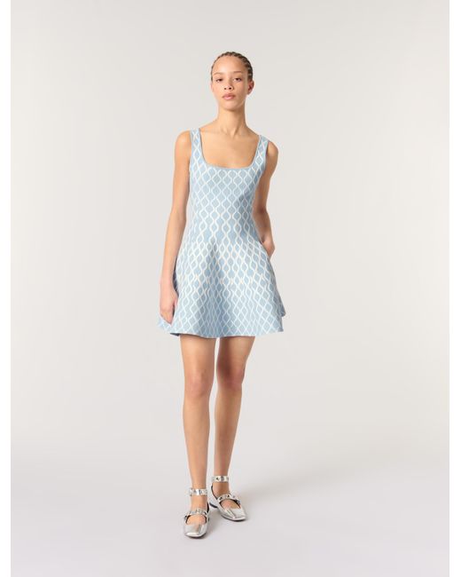 Maje Blue Kurzes Kleid Aus Jacquard-Strick