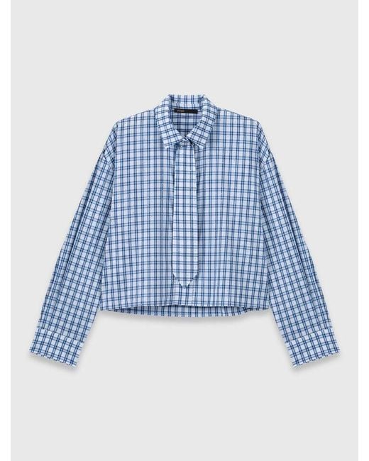 Maje Blue Rhinestone Shirt With Removable Tie