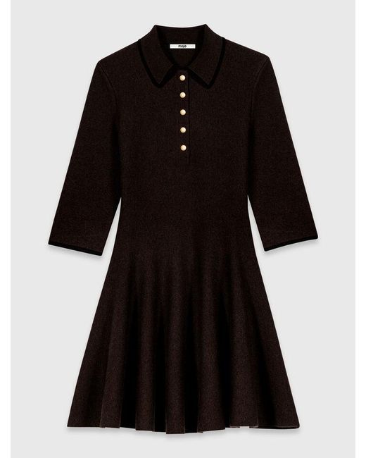 Maje Black Knit Polo Dress