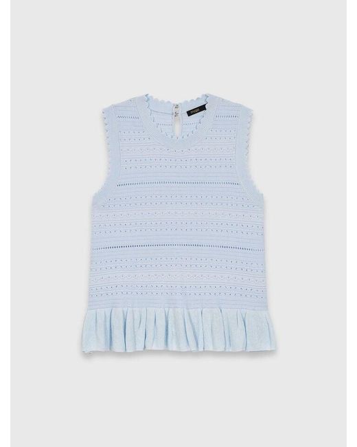 Maje White Ruffled Knit Top