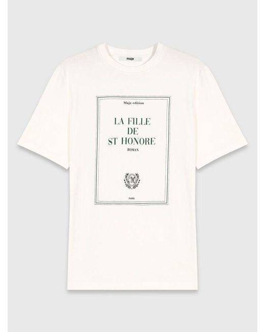 Maje White Oversized T-Shirt With Print