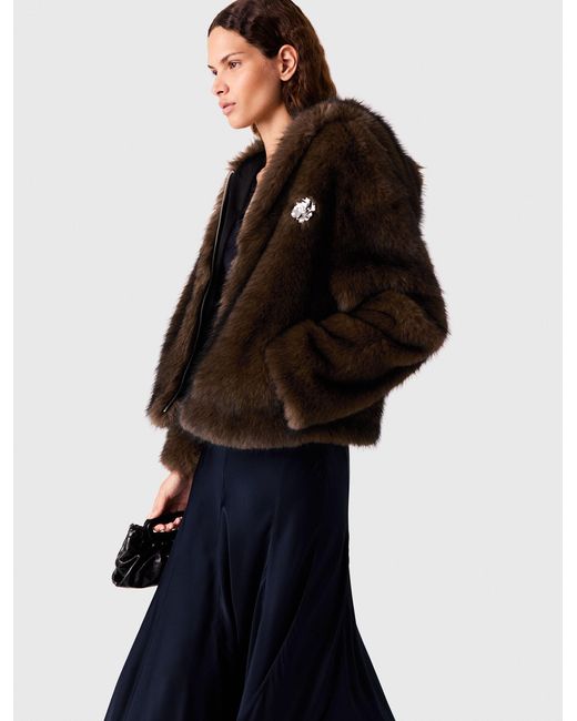 Maje Black Oversized Faux Fur Jacket