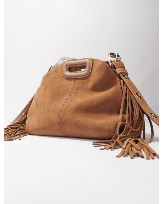 Maje Natural Miss M Mini Suede Bag