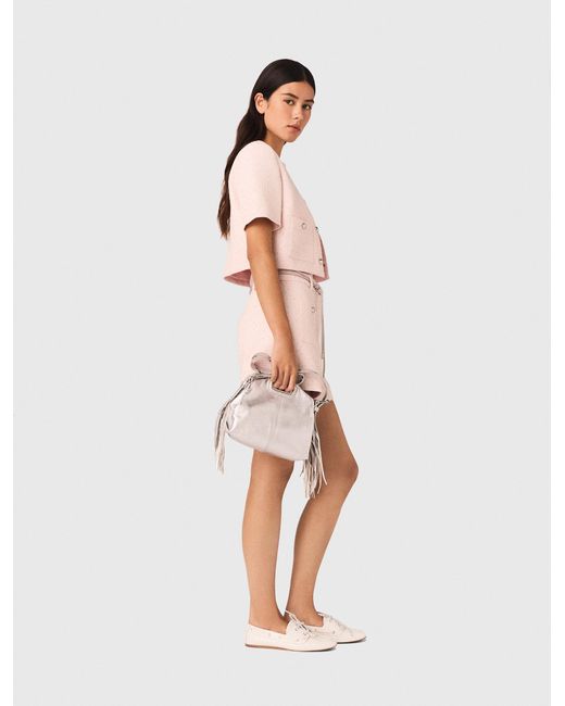 Maje White Short-Sleeved Tweed Jacket