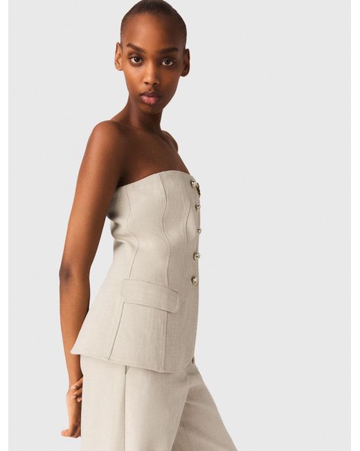 Maje White Tailored Bustier Top