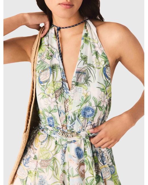 Maje White Short Patterned Backless Dress