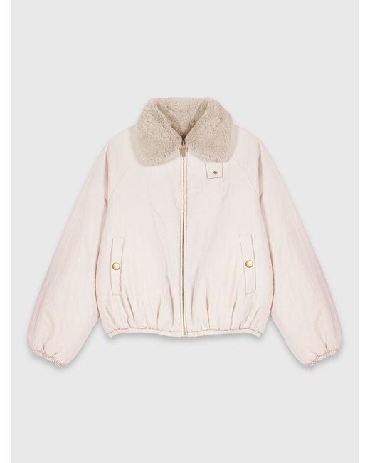 Maje White Reversible Faux Fur Puffer Jacket