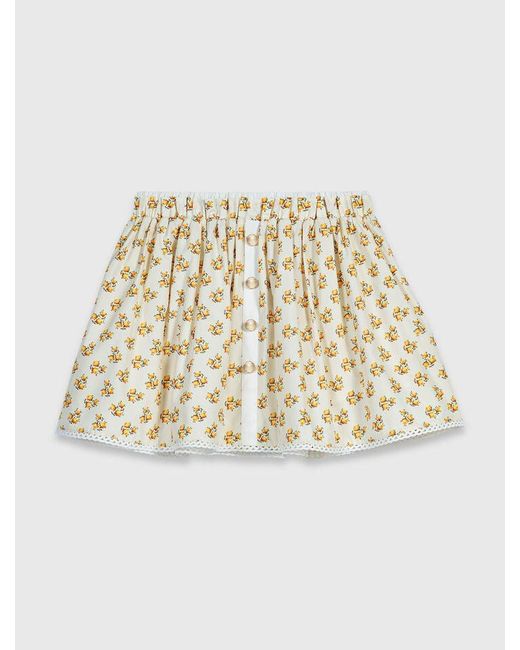 Maje White Printed Skirt With Rickrack Trim