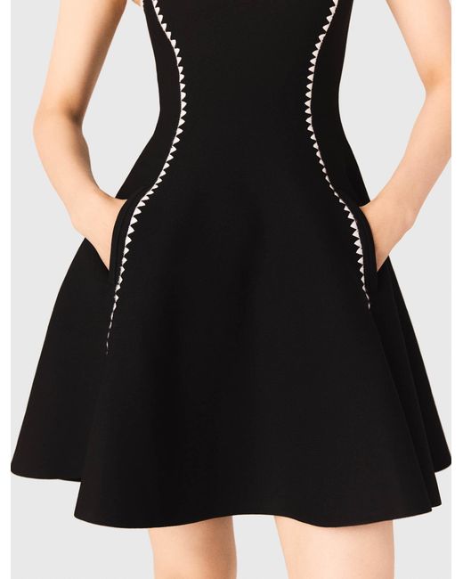 Maje White Short Dress With Topstitch Details