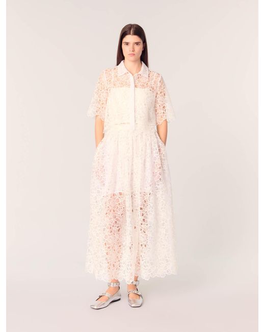 Maje Natural Kurze Bluse Aus Floraler Guipure-Spitze
