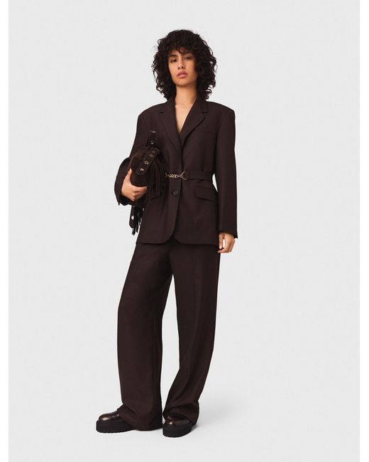 Maje Brown Belted Suit Jacket