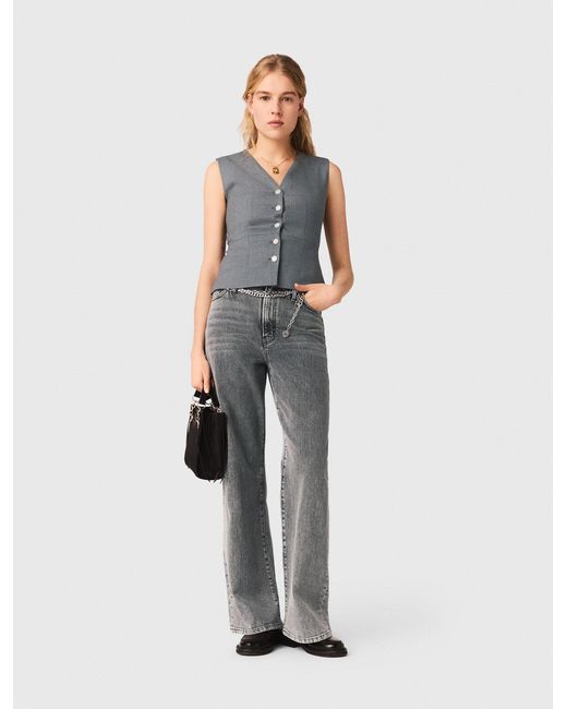 Maje White Jewel-Button Tailored Jacket