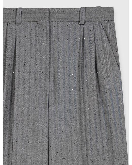 Maje Gray Rhinestone Suit Trousers