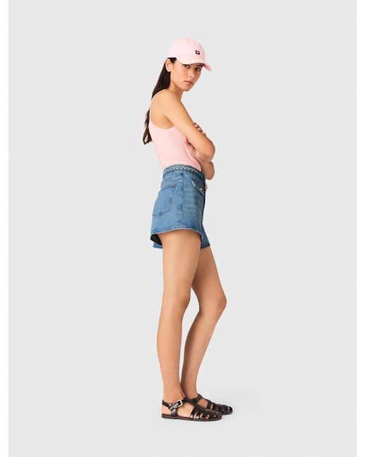 Maje Blue Braided Denim Shorts