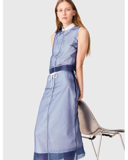 Maje Blue Cotton And Removable Organza Skirt