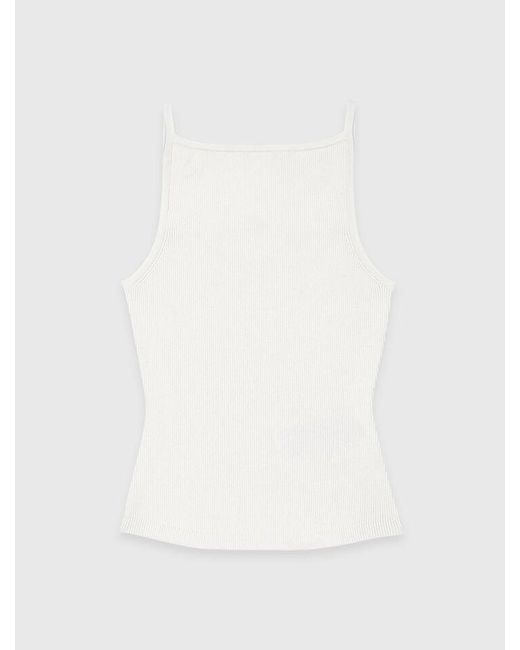 Maje White High Straight-Neck Top