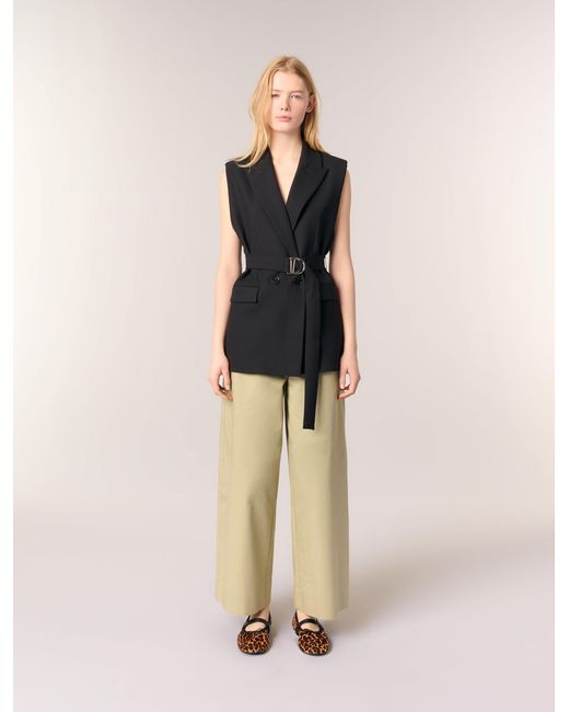 Maje Natural Sleeveless Suit Jacket