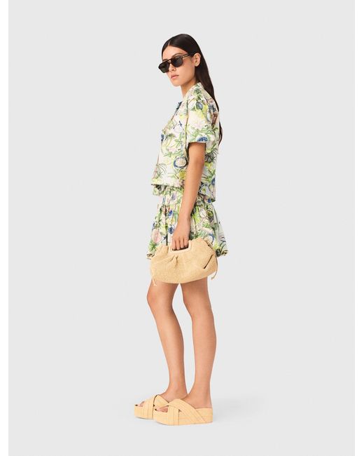 Maje White Patterned Cropped Shirt