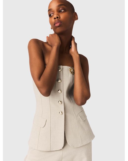 Maje White Tailored Bustier Top