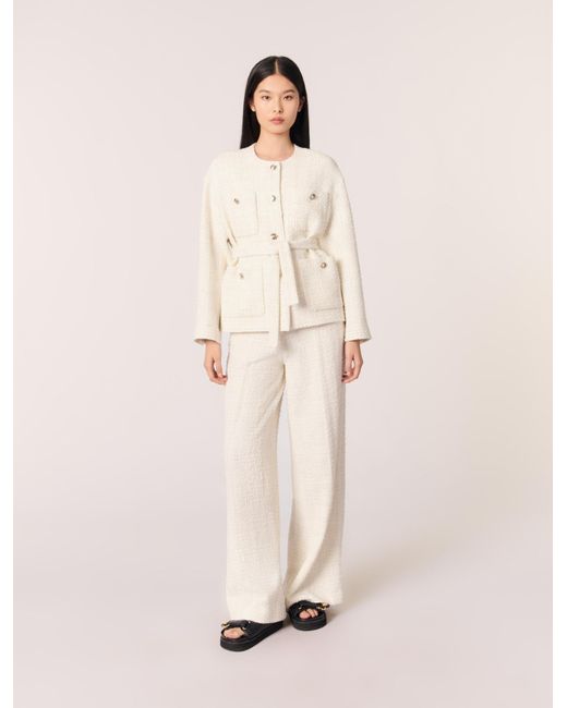 Maje Natural Belted Tweed Jacket