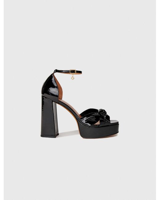 Maje Black Leather Platform Sandals