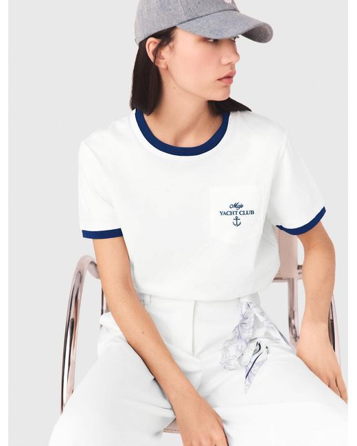 Maje White Layered-Look T-Shirt