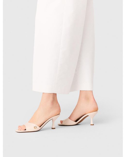 Maje White Leather Mules