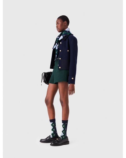 Maje Blue Tweed Shorts