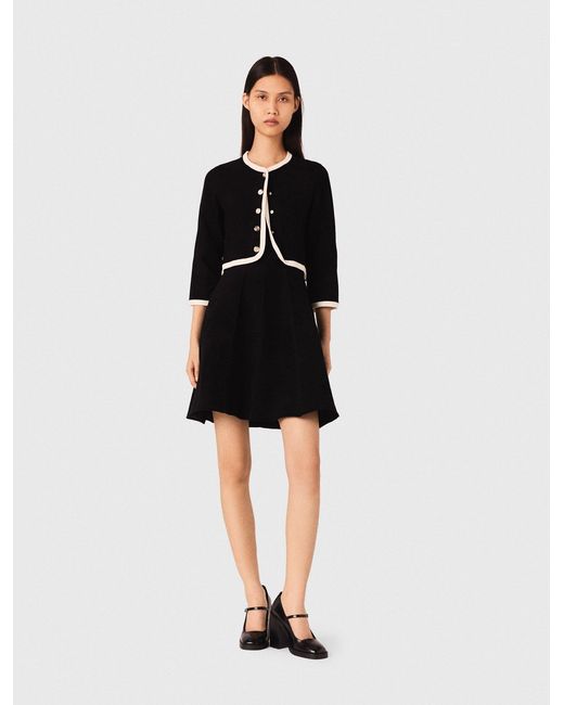 Maje Black 2-In-1 Velvet-Effect Dress