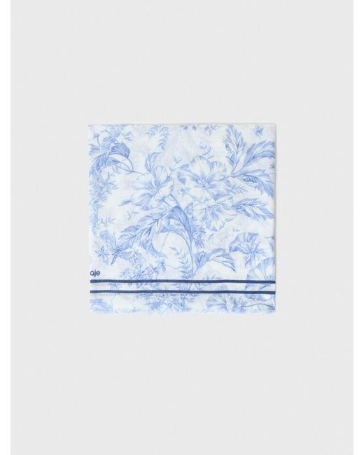 Maje Blue Floral Print Wool Blend Shawl