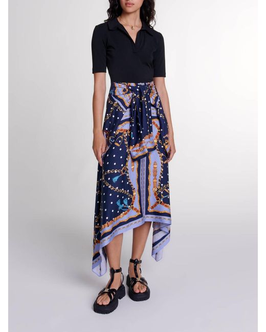 Maje Blue Illusion Effect Patterned Dress