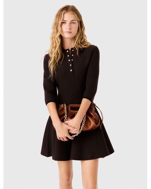 Maje Black Knit Polo Dress