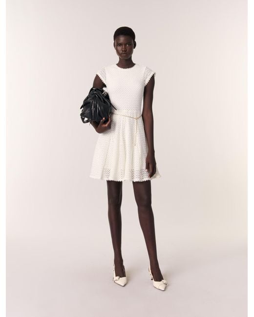Maje Natural Short Crochet Dress