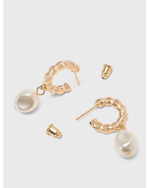 Maje White Twisted Bead Hoop Earrings