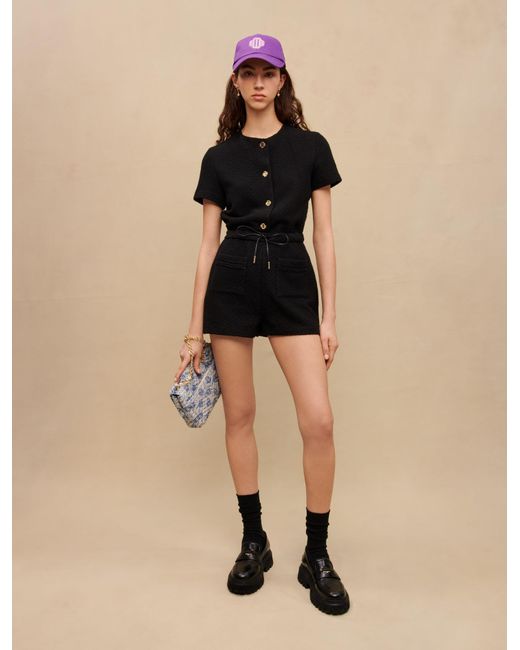 Black tweed playsuit cheap