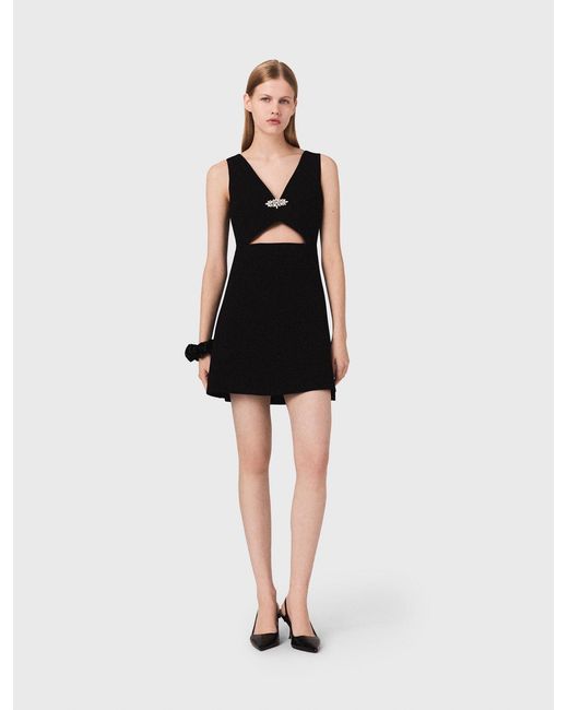 Maje Black Jewel-Embroidered Short Dress