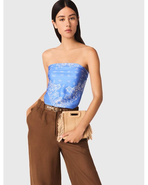 Maje White Linen-Blend Trousers