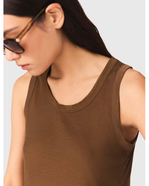 Maje White Rib Knit Vest Top