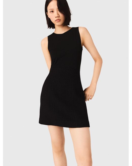 Maje Black 2-In-1 Shiny Tweed Dress