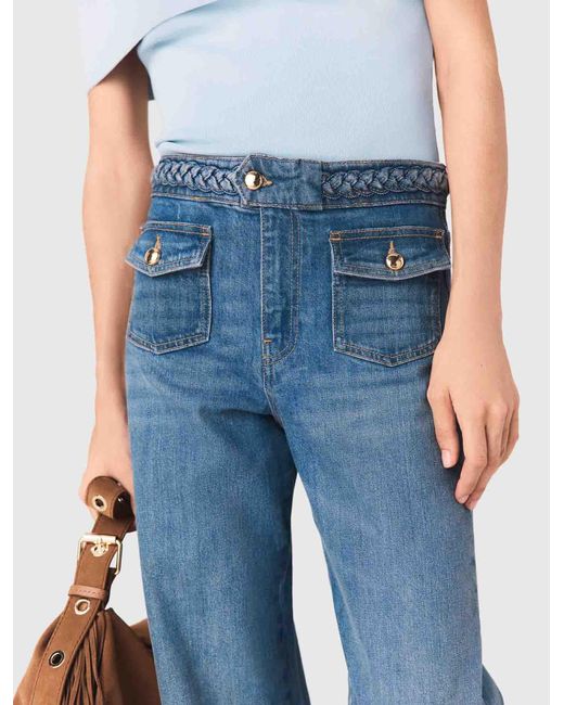 Maje Blue Braided Flared Jeans