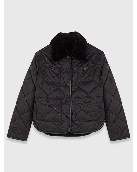 Maje Black Reversible Sequin Puffer Jacket