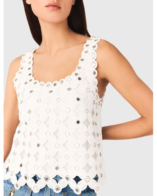 Maje Blue Mirrored Crochet Top