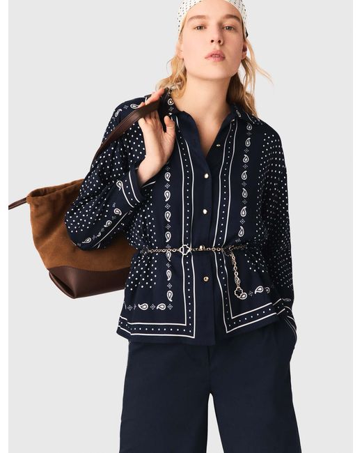 Maje Blue Flowing Printed Shirt